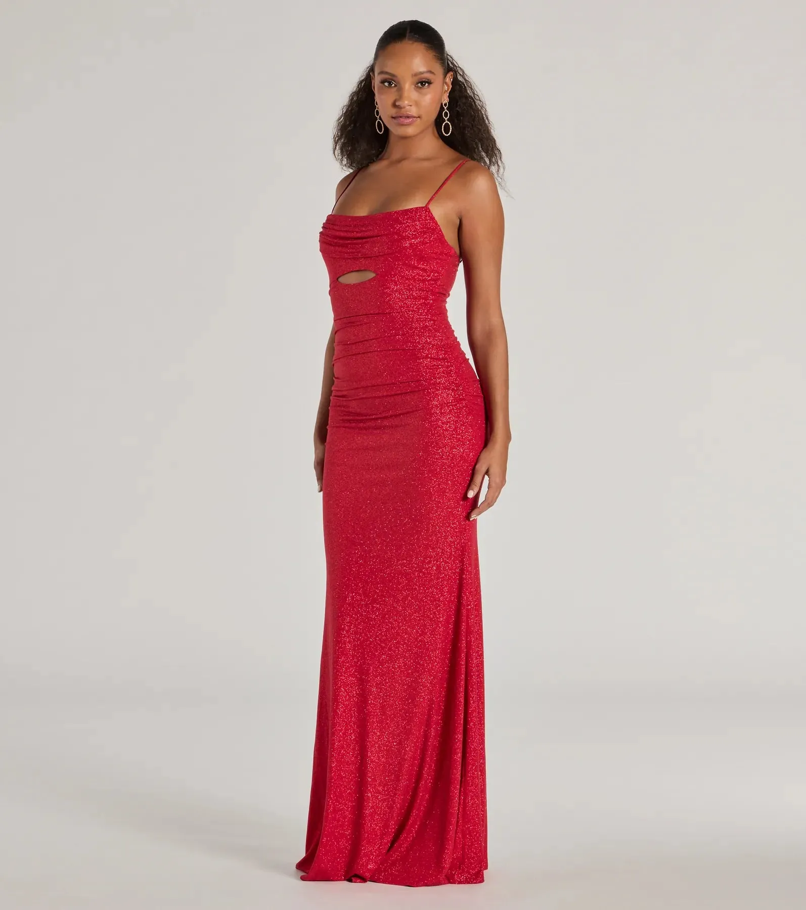 Harley Sleeveless Cutout Glitter Column Dress