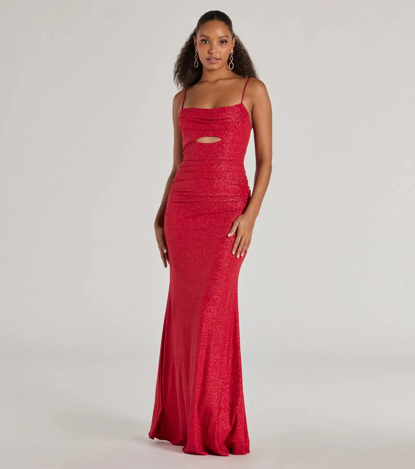 Harley Sleeveless Cutout Glitter Column Dress