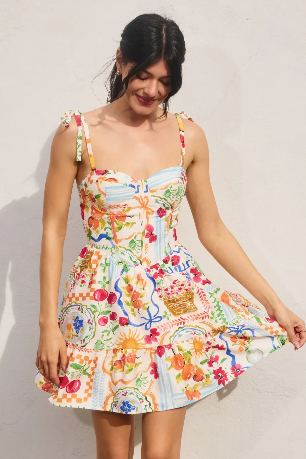 Harper Corset Tie Shoulder Mini Dress