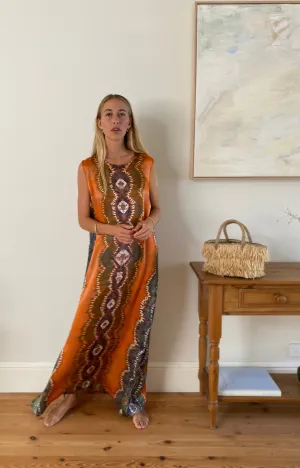 Havana Silk Maxi Dress - Orange
