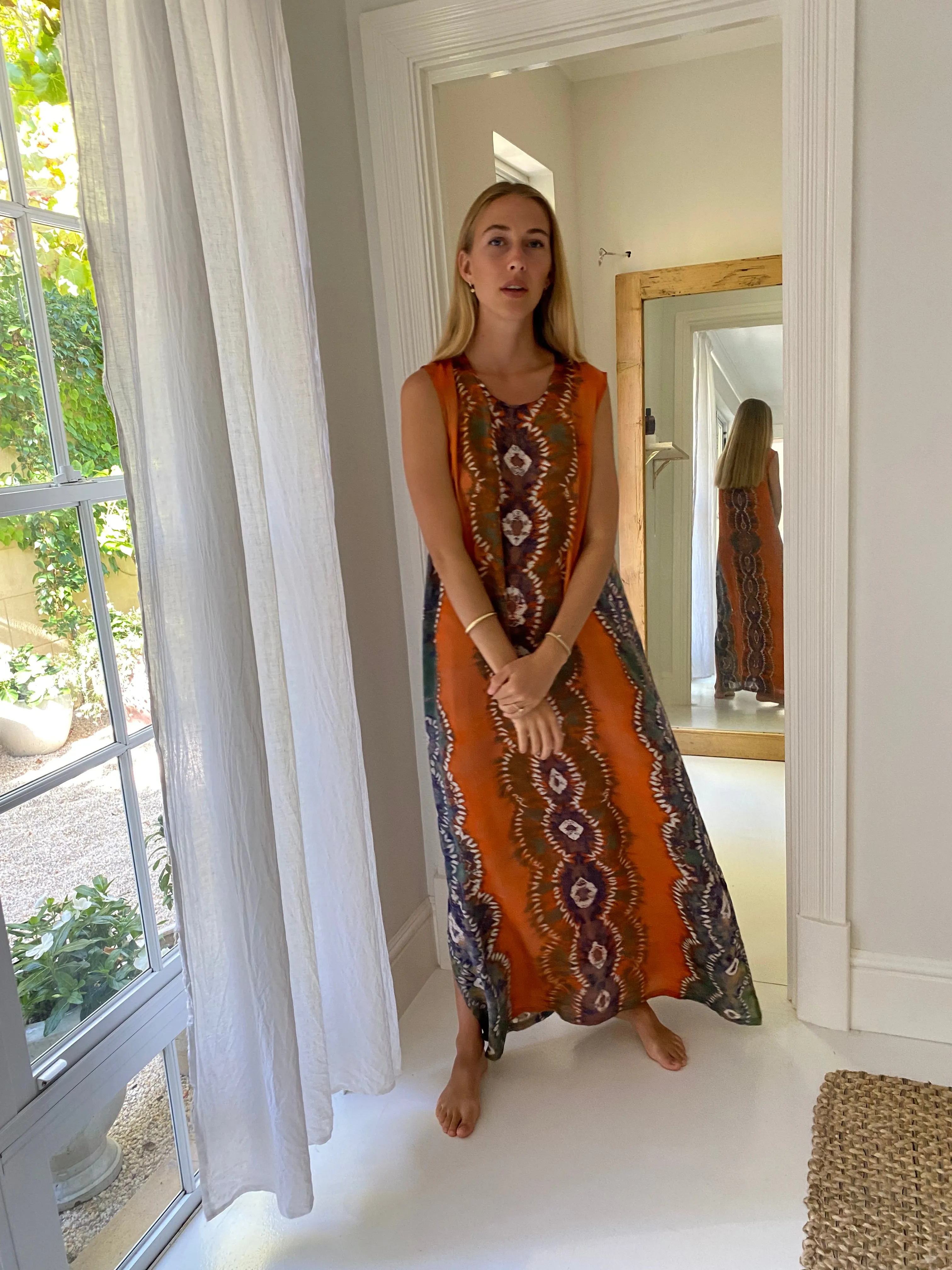 Havana Silk Maxi Dress - Orange
