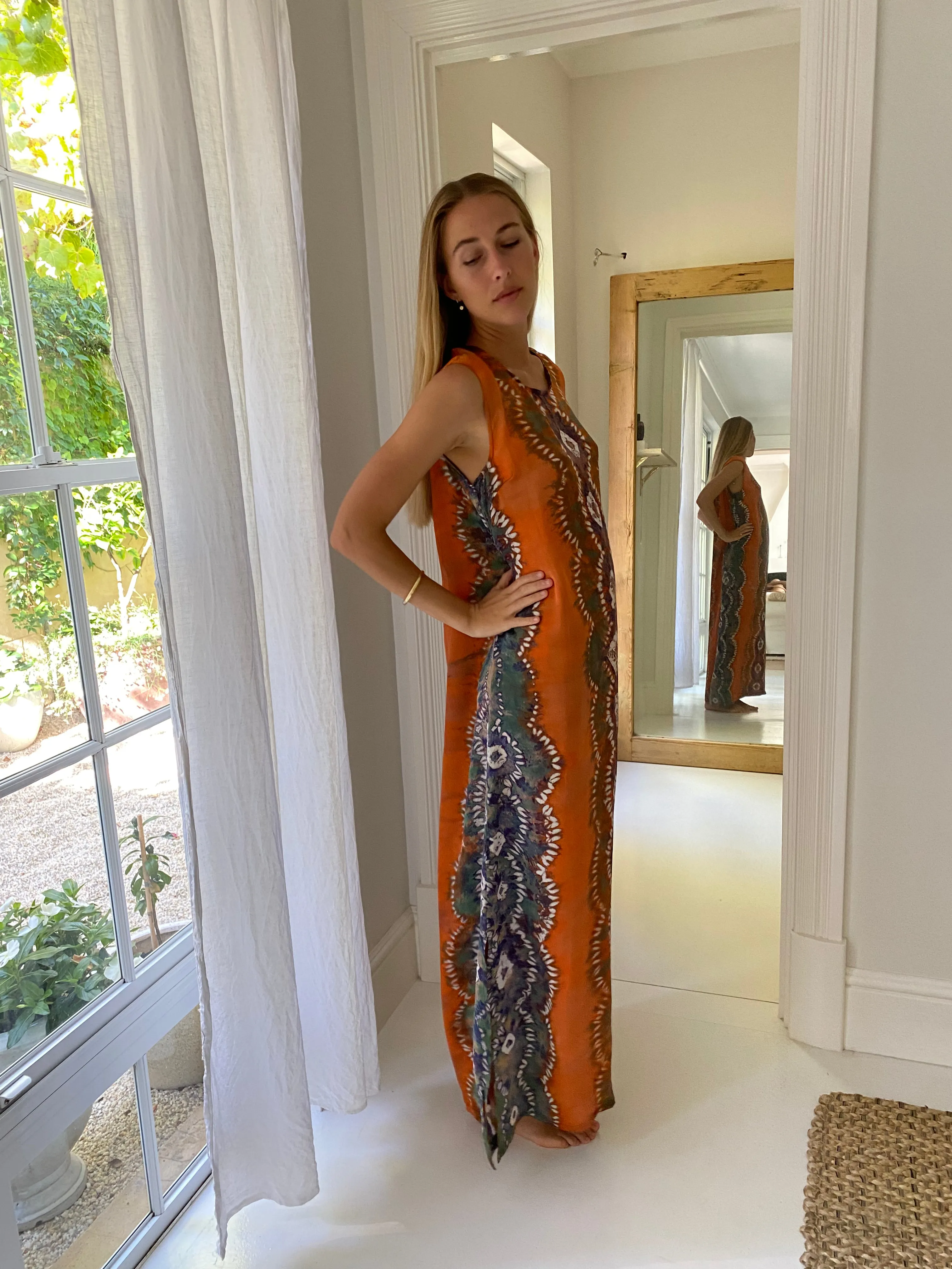 Havana Silk Maxi Dress - Orange