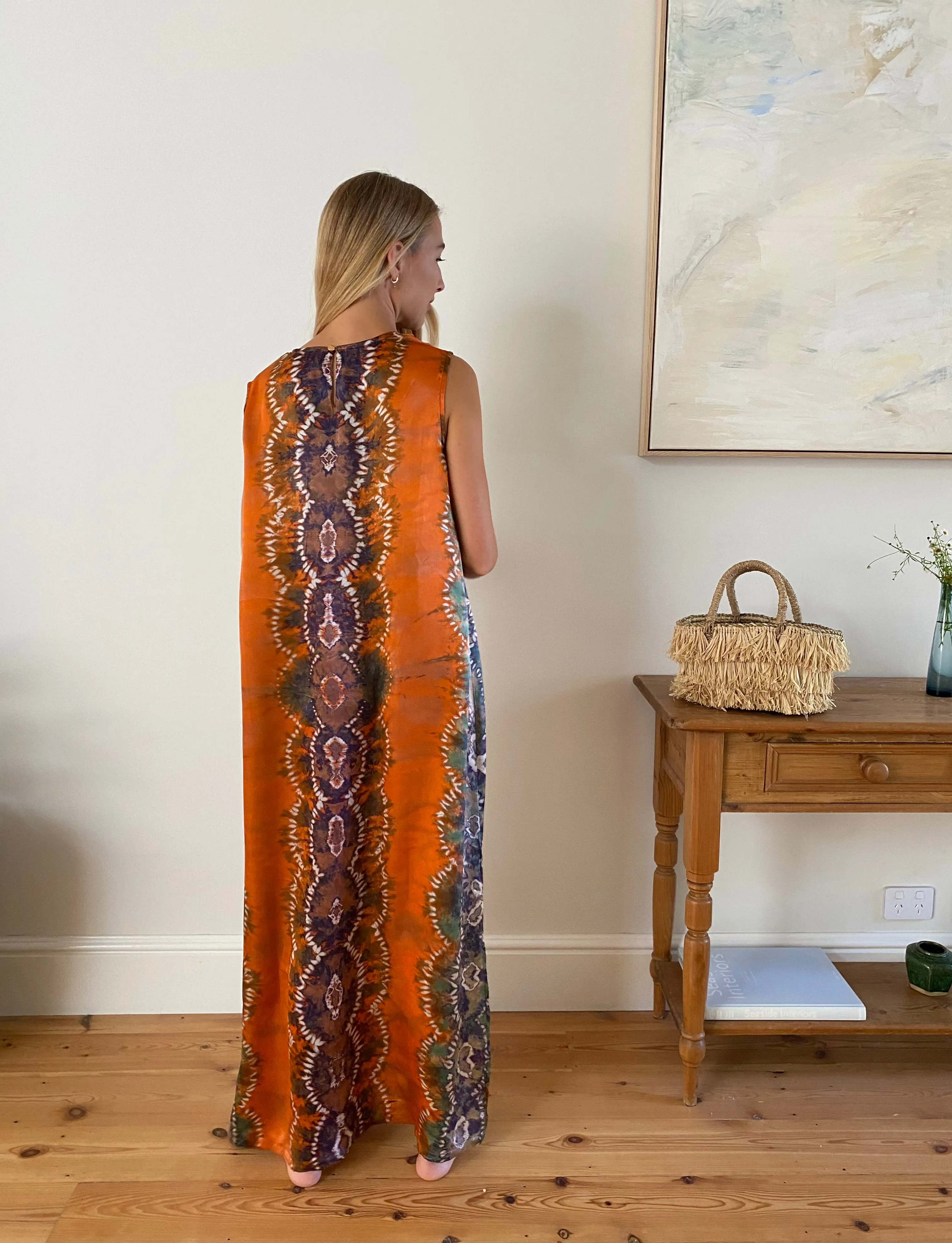 Havana Silk Maxi Dress - Orange