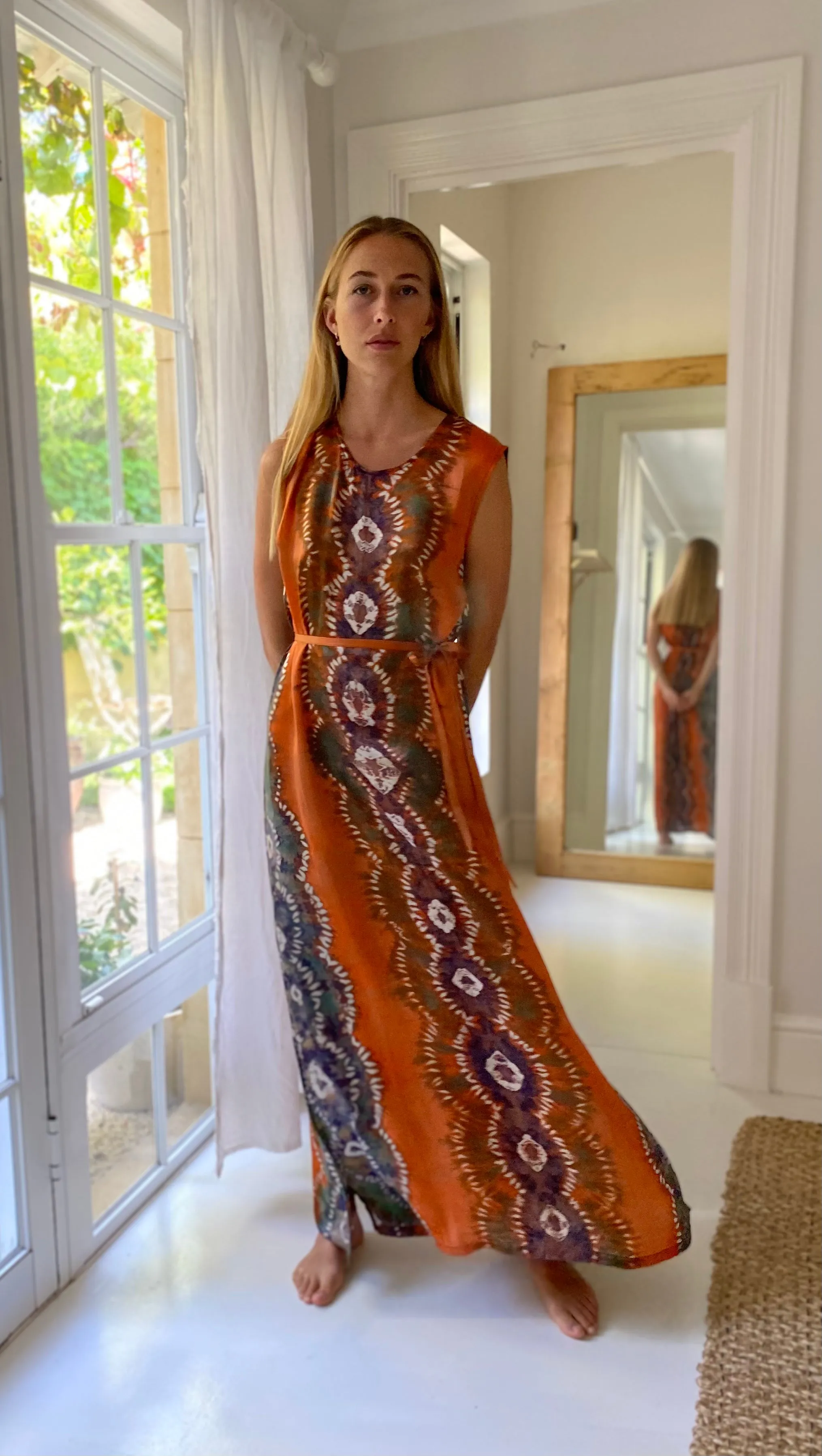 Havana Silk Maxi Dress - Orange