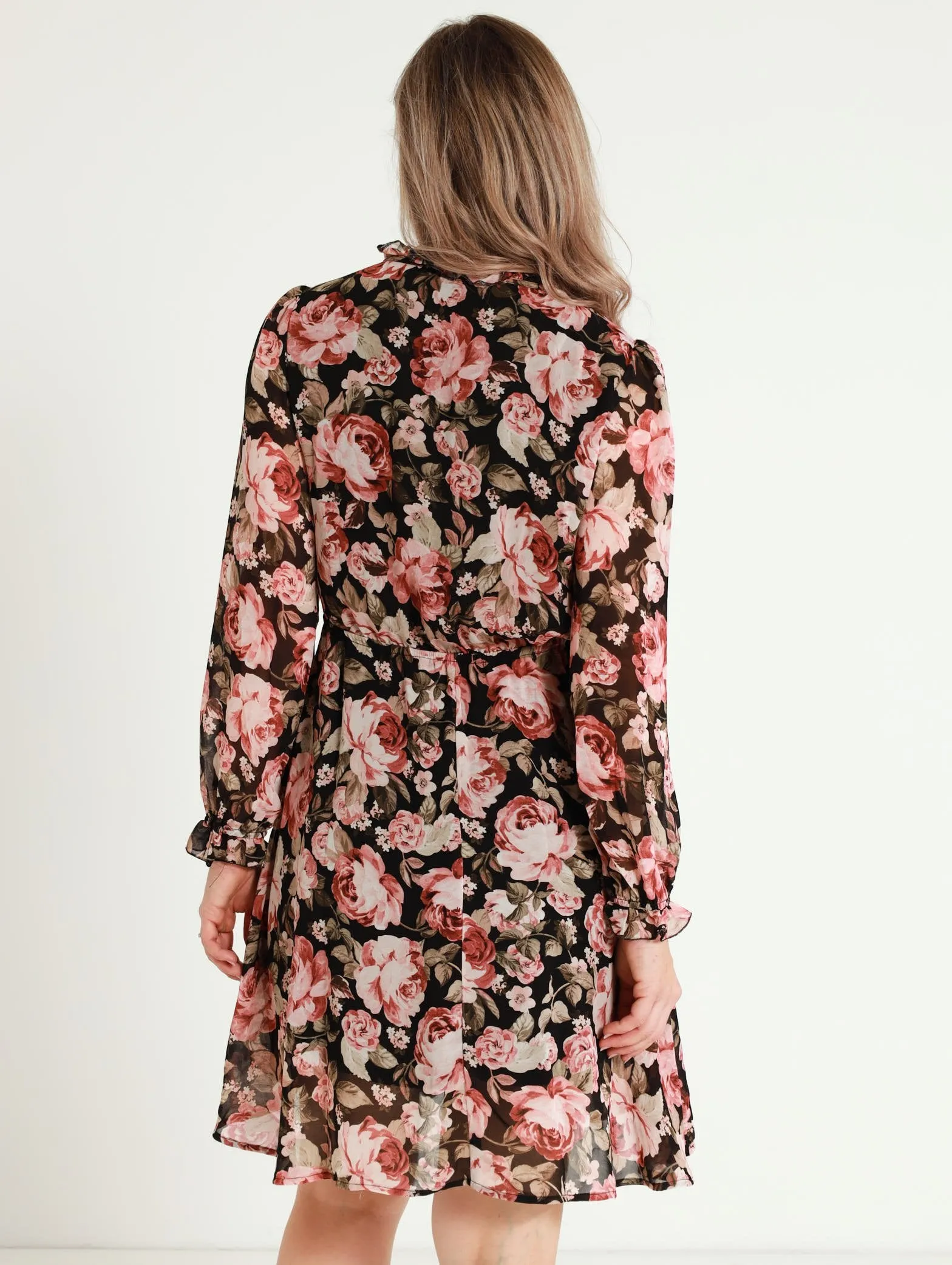 Hi-Neck Tiered Tea Dress