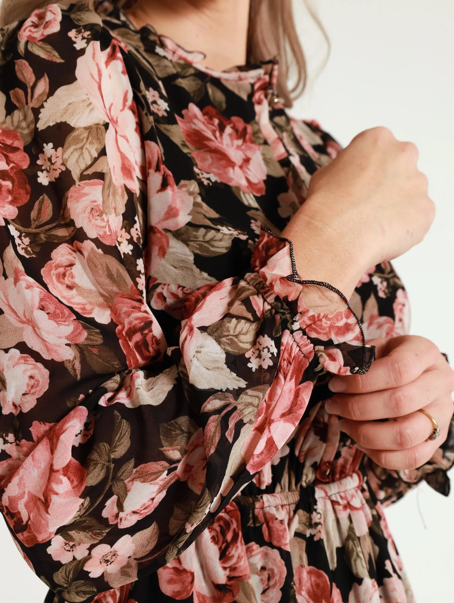 Hi-Neck Tiered Tea Dress