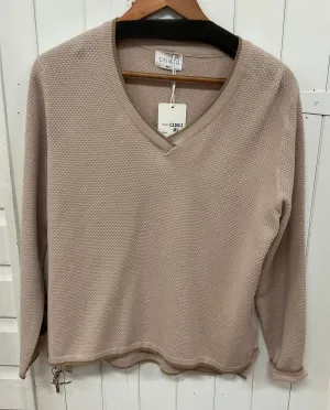 Holly V Neck Jumper In Beige