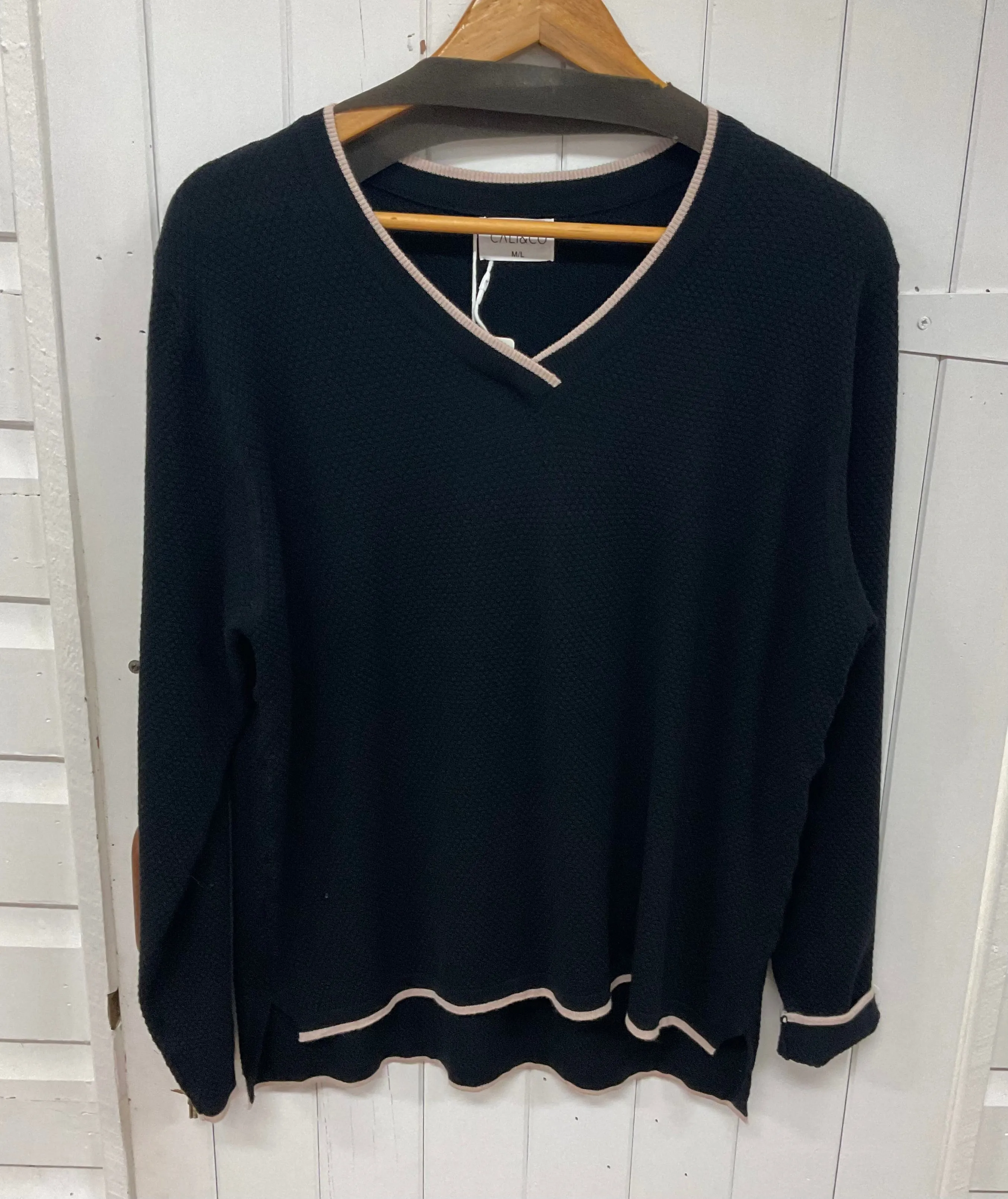 Holly V Neck Jumper In Black