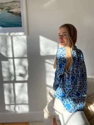 HOTEL The Fleurs Silk Blouse in Sapphire