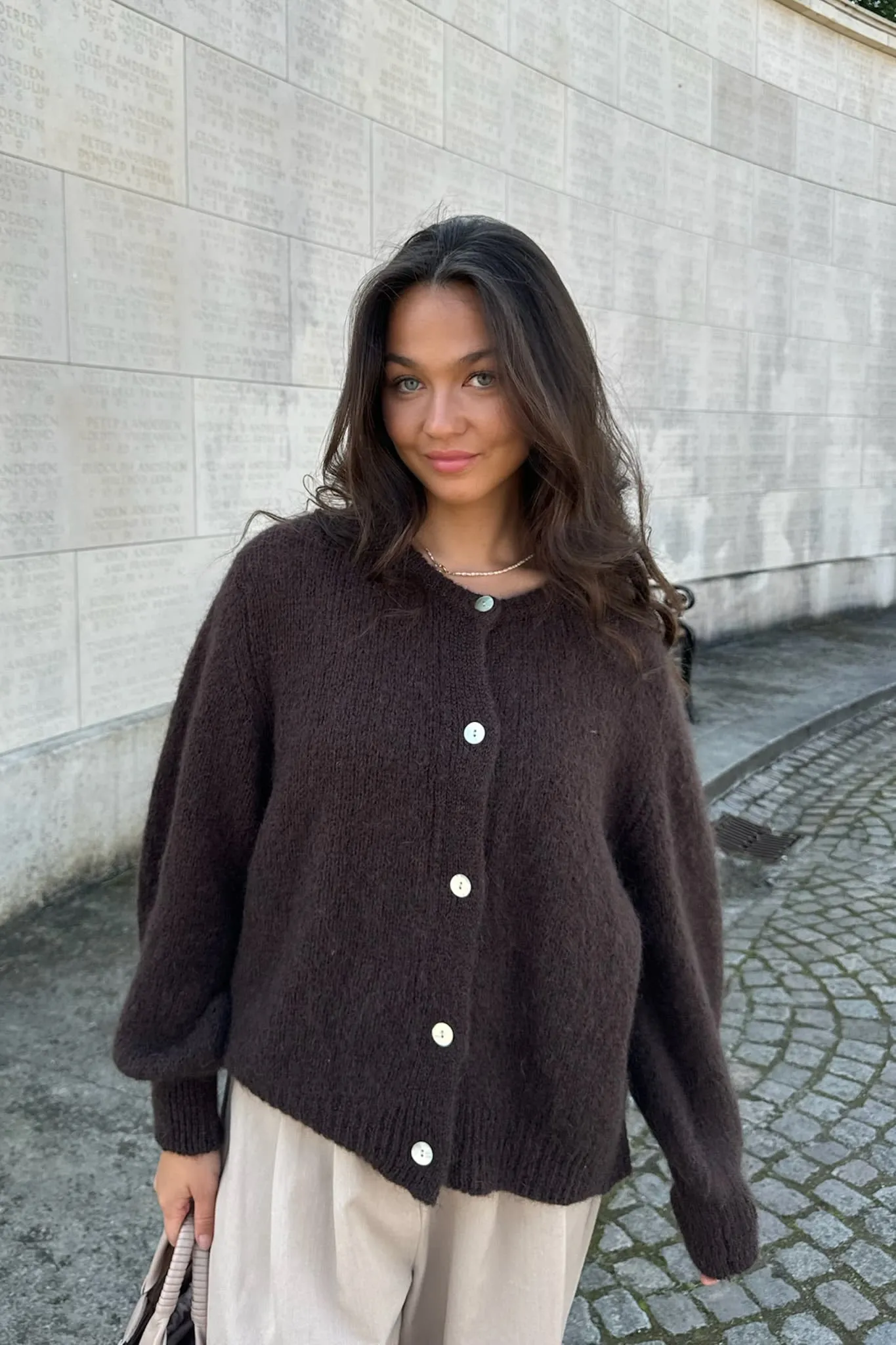 IdaIC Cardigan - Mørkebrun