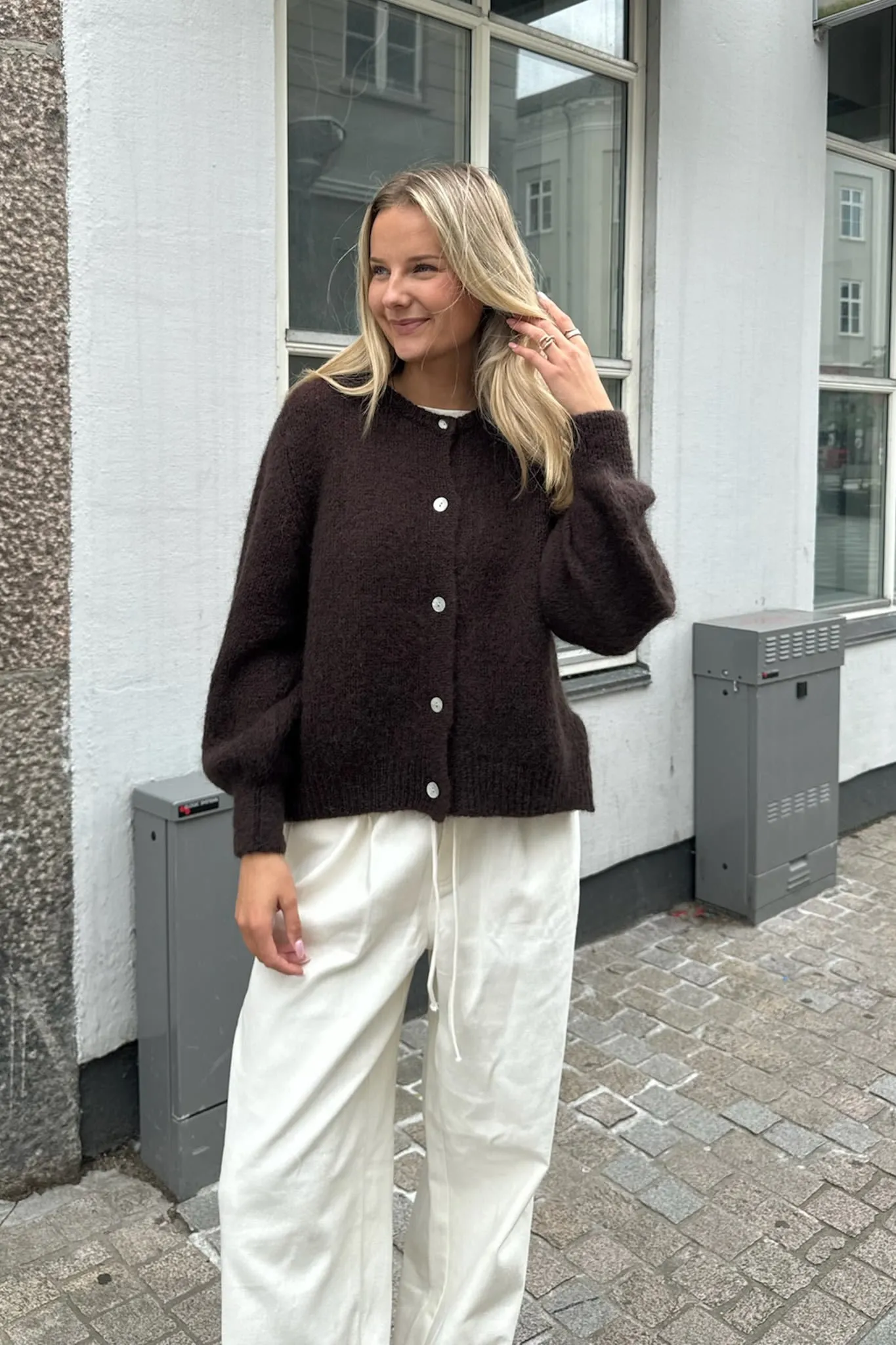 IdaIC Cardigan - Mørkebrun