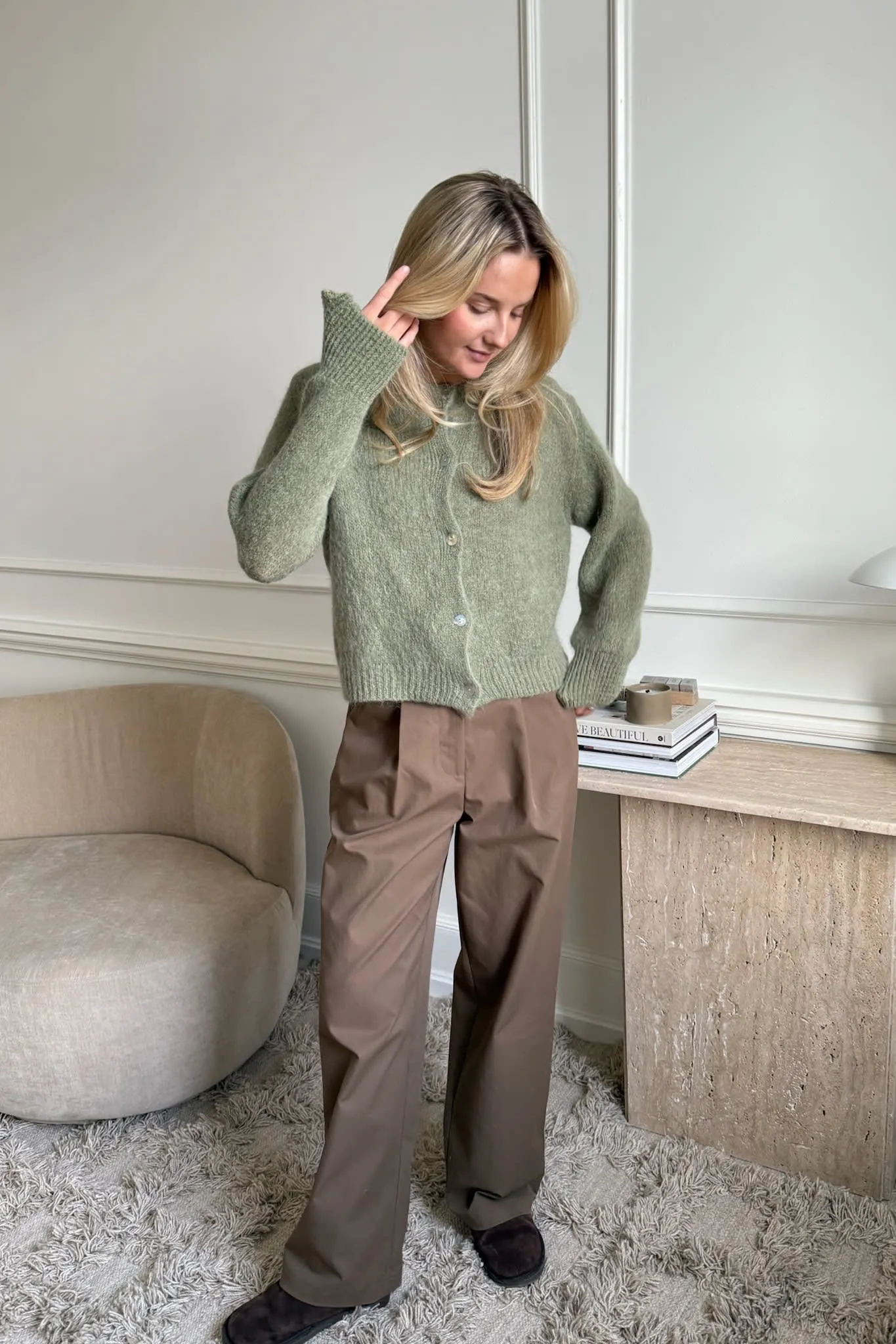 IdaIC Cardigan - Oliven