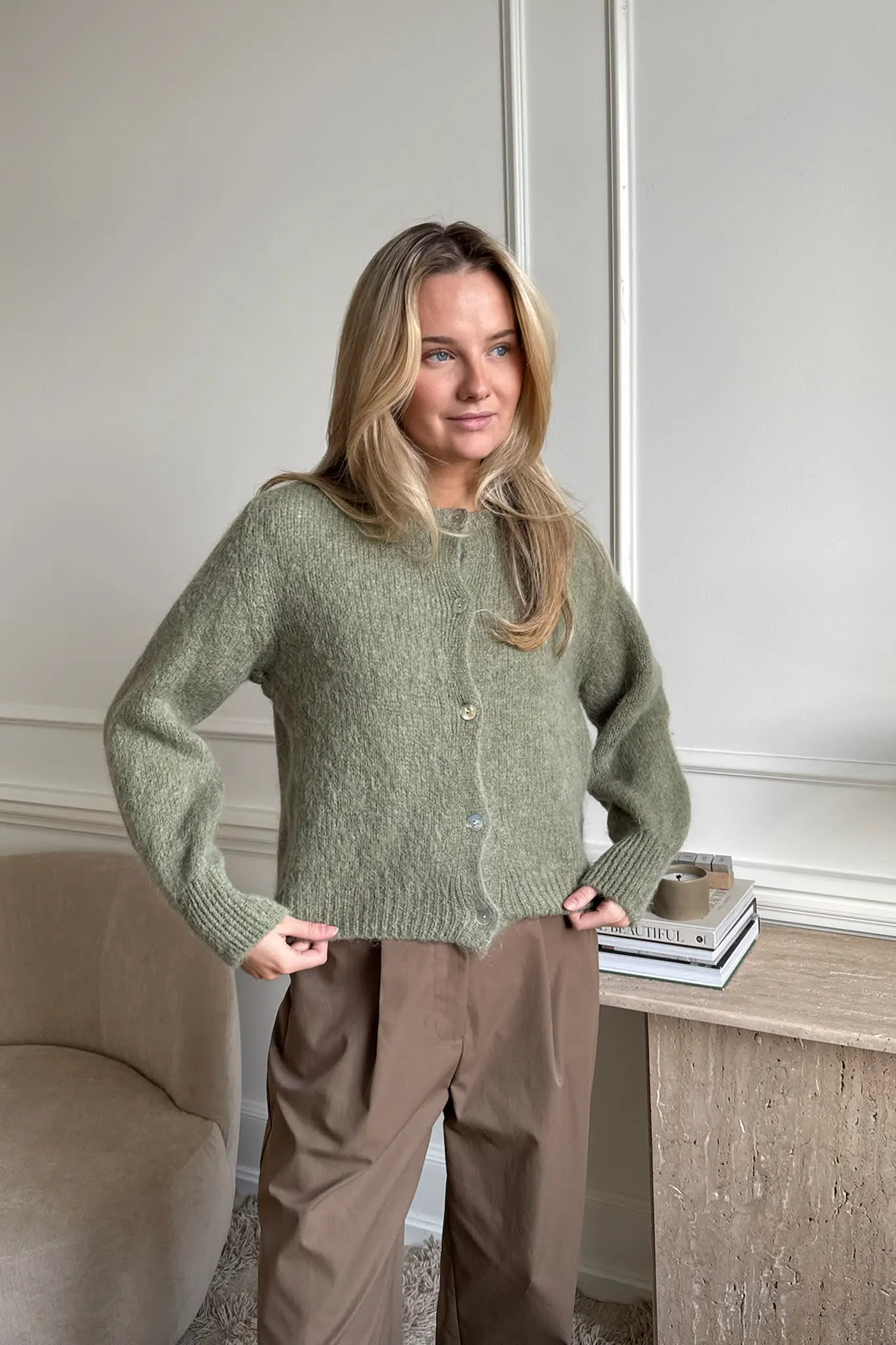 IdaIC Cardigan - Oliven
