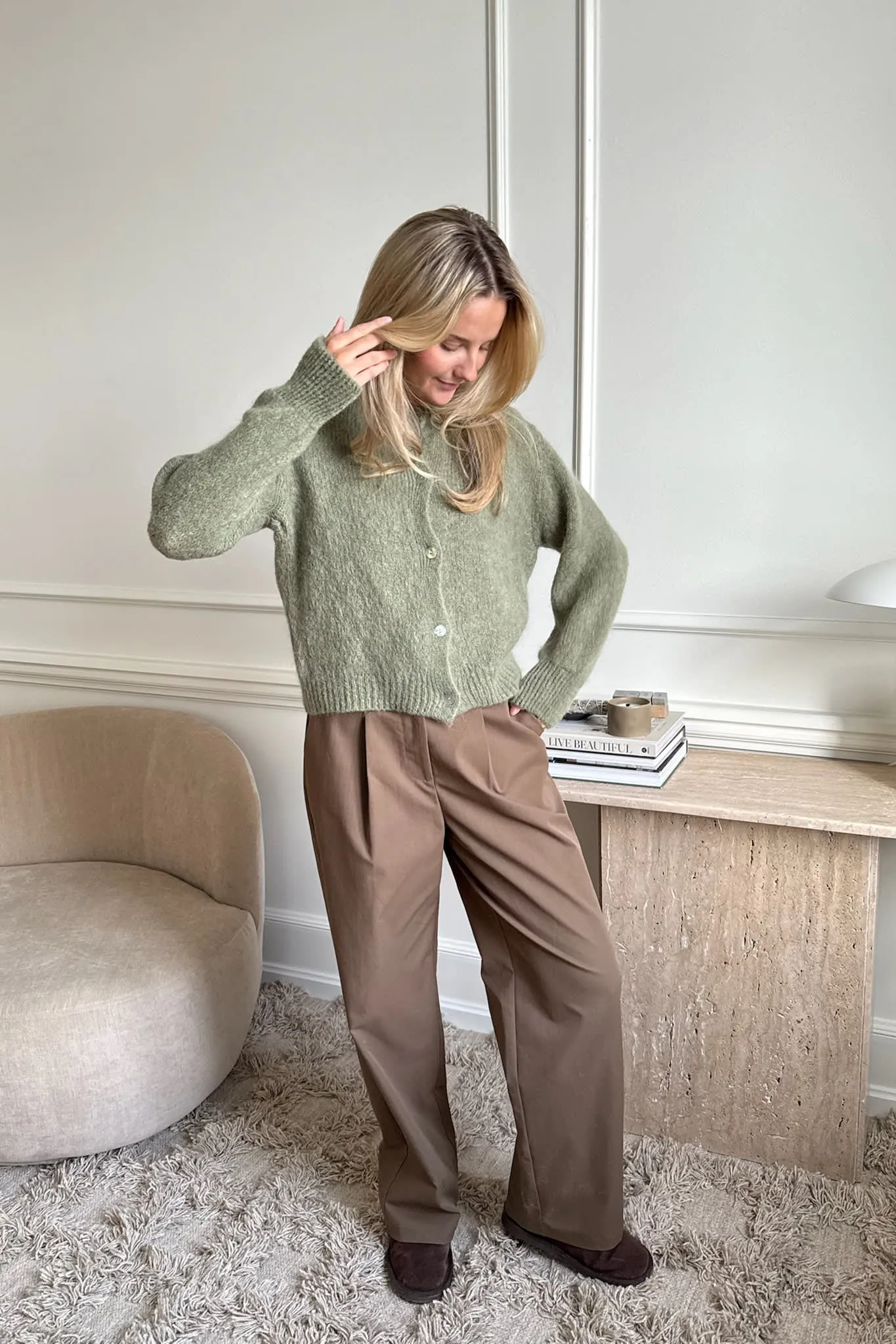 IdaIC Cardigan - Oliven