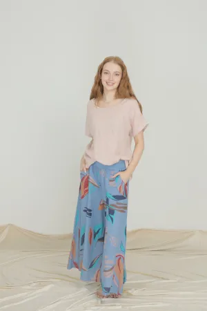 Indigo Wide Leg Linen Pant