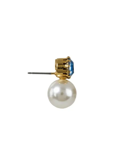 Ines Blue and Pearl Drop Earrings