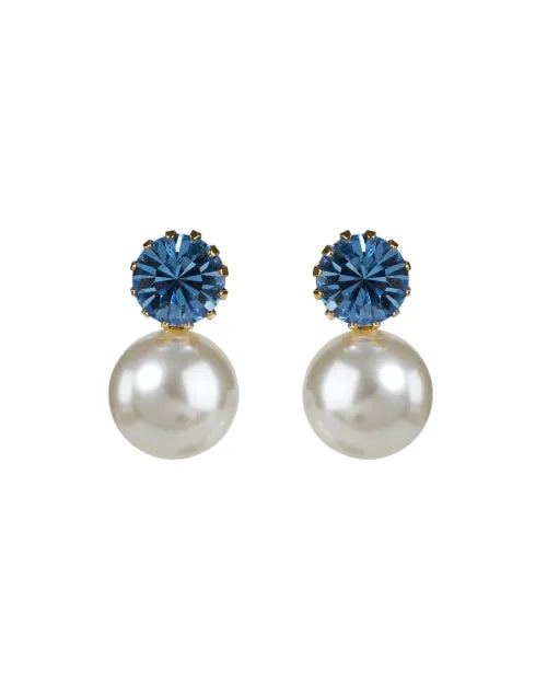Ines Blue and Pearl Drop Earrings
