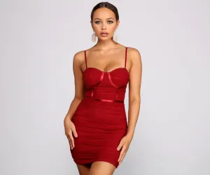 Instant Spark Ruched Charming Mesh Mini Dress