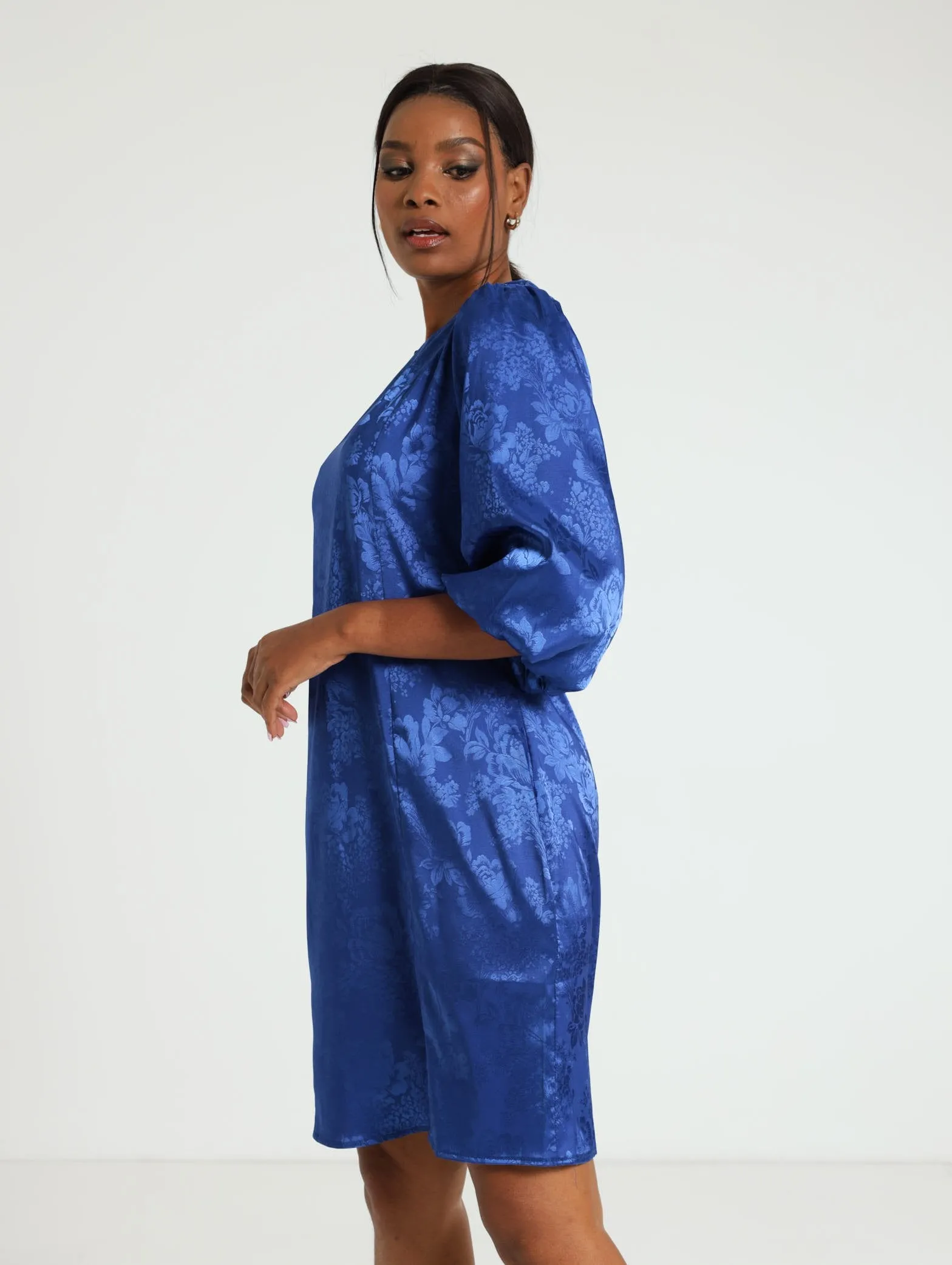 Jaquard Shift Dress - Cobalt