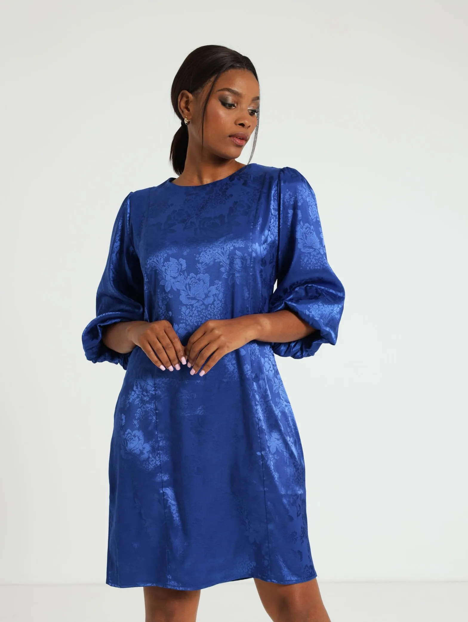 Jaquard Shift Dress - Cobalt