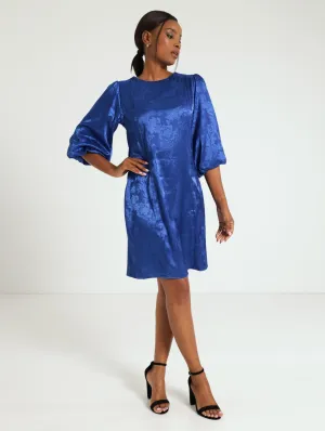 Jaquard Shift Dress - Cobalt