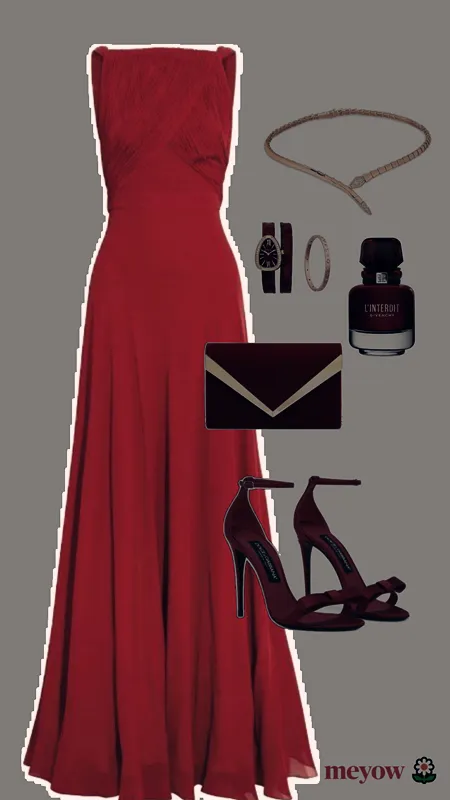 JazzHer Elegant A Line Sleeveless Chiffon Red Long Prom Dresses Evening Dress (PRE-ORDER)