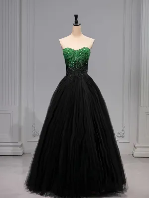 JazzHer Pretty Ball Gown Sweetheart Tulle Long Black Ruffles Prom Dresses Sweet  Dresses (PRE-ORDER)