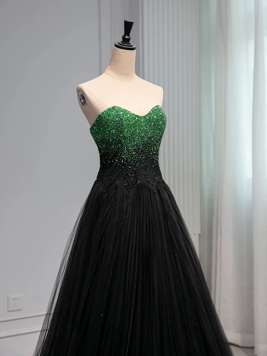 JazzHer Pretty Ball Gown Sweetheart Tulle Long Black Ruffles Prom Dresses Sweet  Dresses (PRE-ORDER)