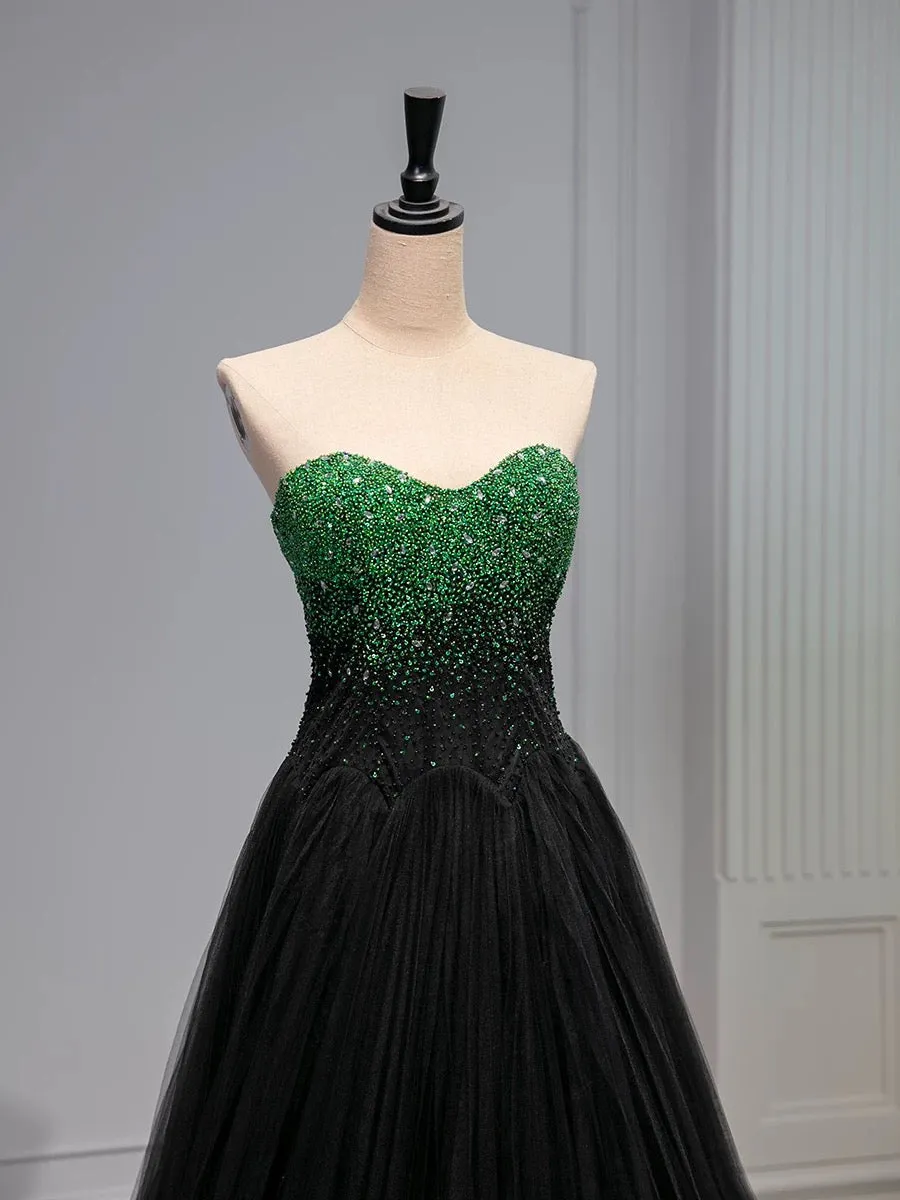 JazzHer Pretty Ball Gown Sweetheart Tulle Long Black Ruffles Prom Dresses Sweet  Dresses (PRE-ORDER)