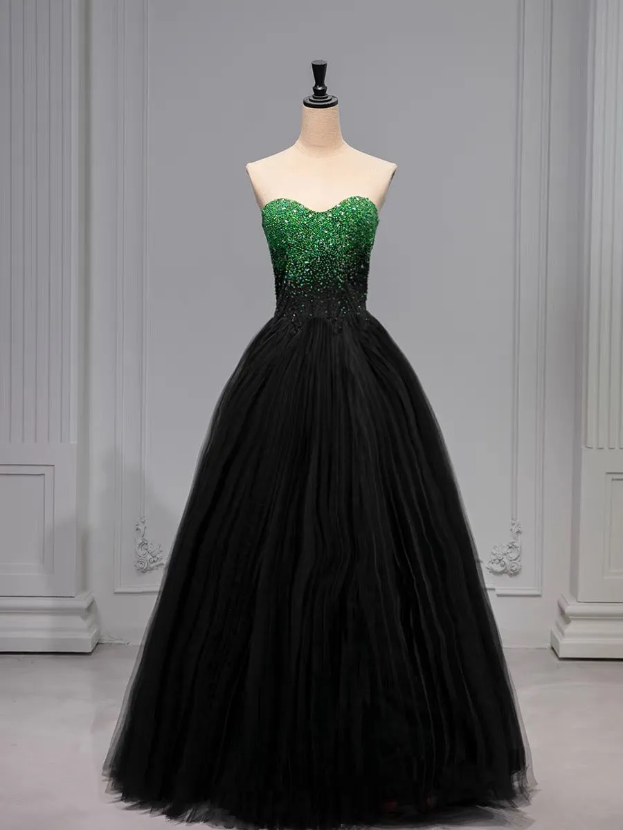 JazzHer Pretty Ball Gown Sweetheart Tulle Long Black Ruffles Prom Dresses Sweet  Dresses (PRE-ORDER)