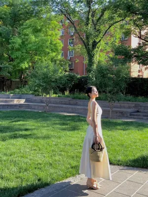 JazzHer Vintage Mermaid Square Neckline White Sleeveless Satin Prom Dresses Birthday Party Dress (PRE-ORDER)