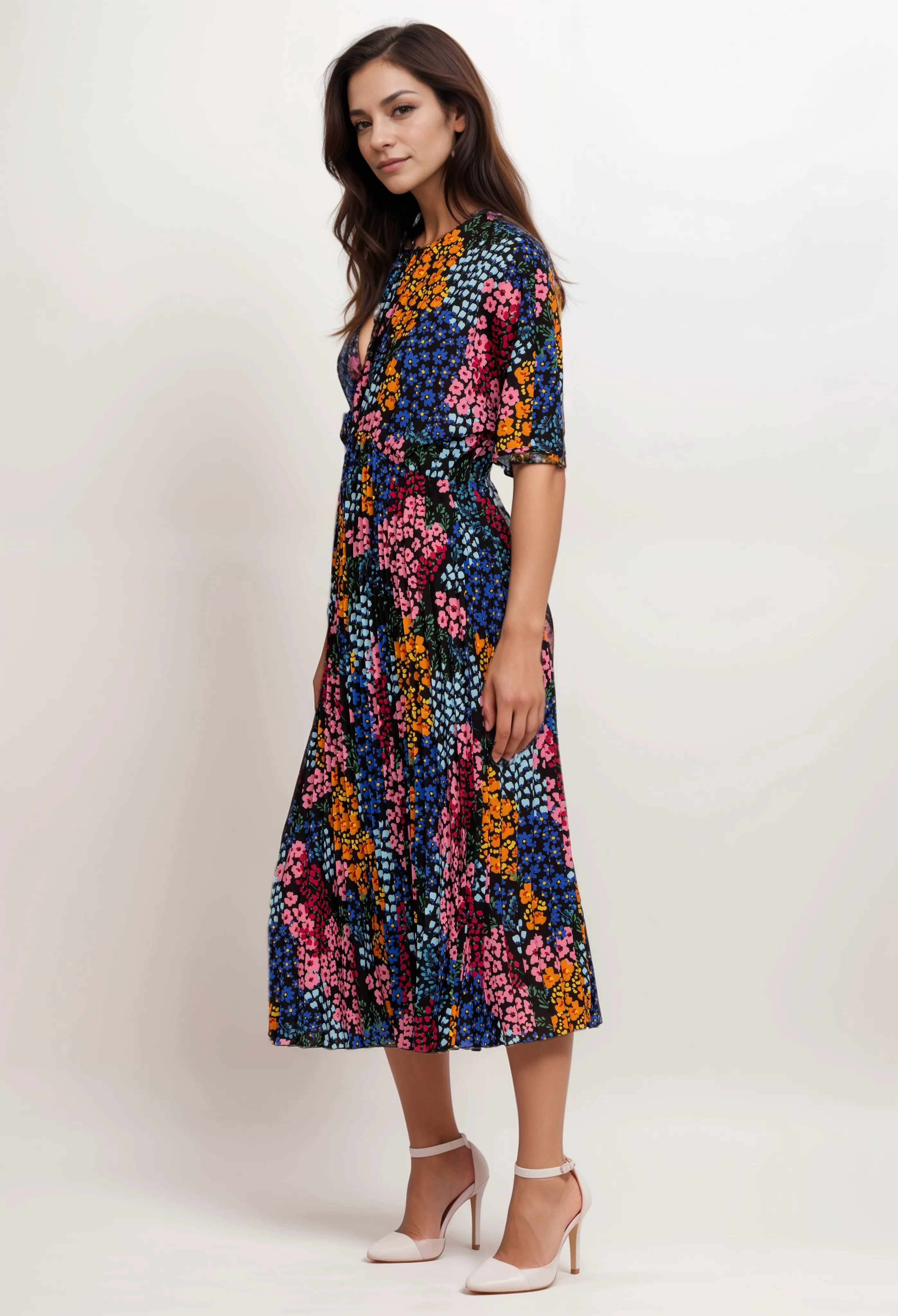 Johnny Was Jade Astrid Pleated Tea Length Dress L30624-3 Boho Chic