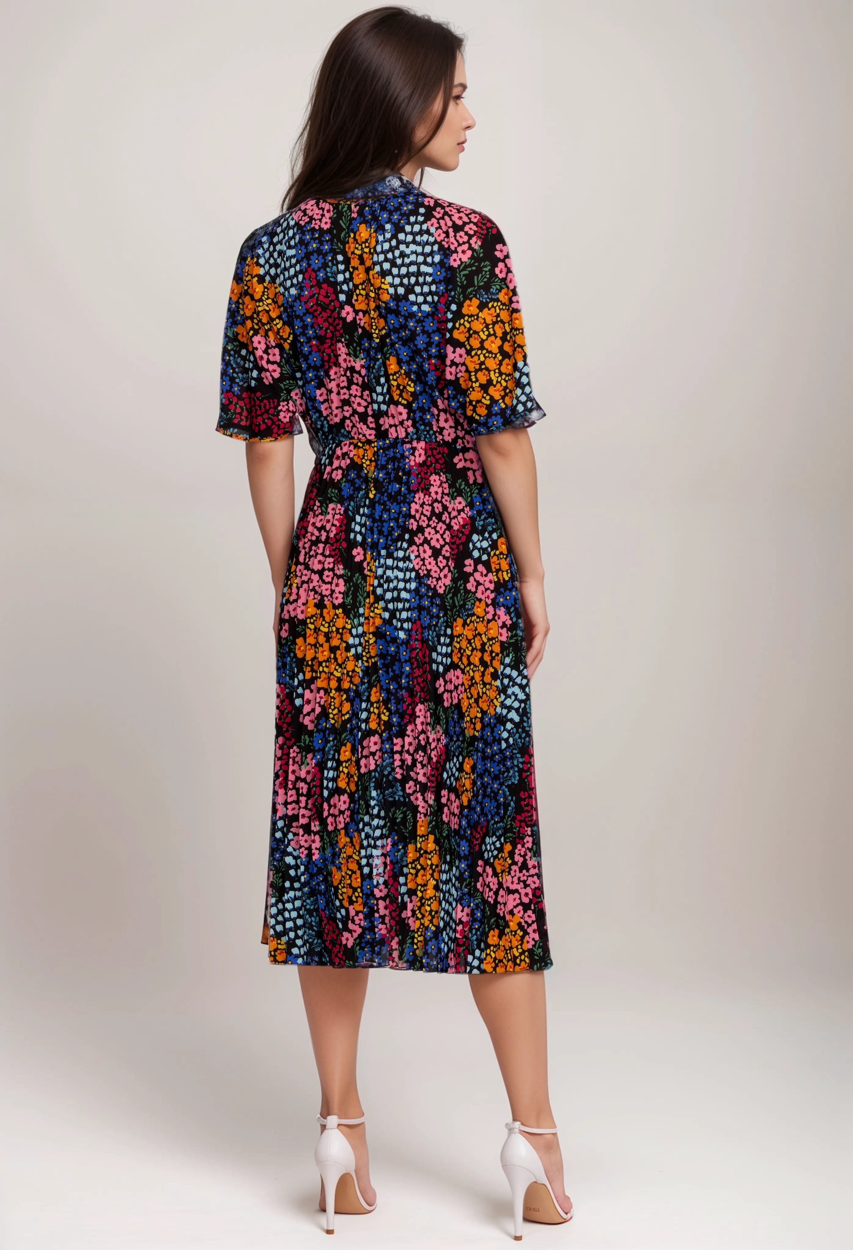 Johnny Was Jade Astrid Pleated Tea Length Dress L30624-3 Boho Chic