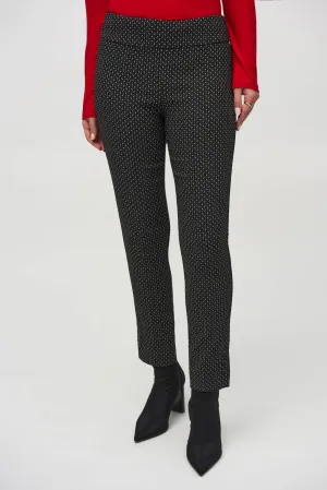 Joseph Ribkoff Black/White Abstract Print Pull On Slim Ankle Pants 244140
