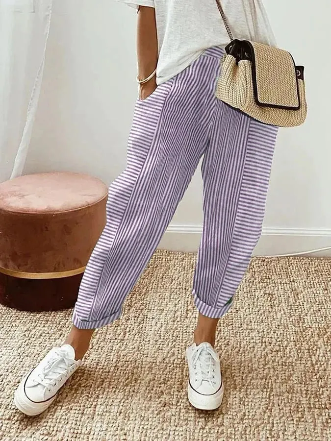Judith | Striped Cotton Pants