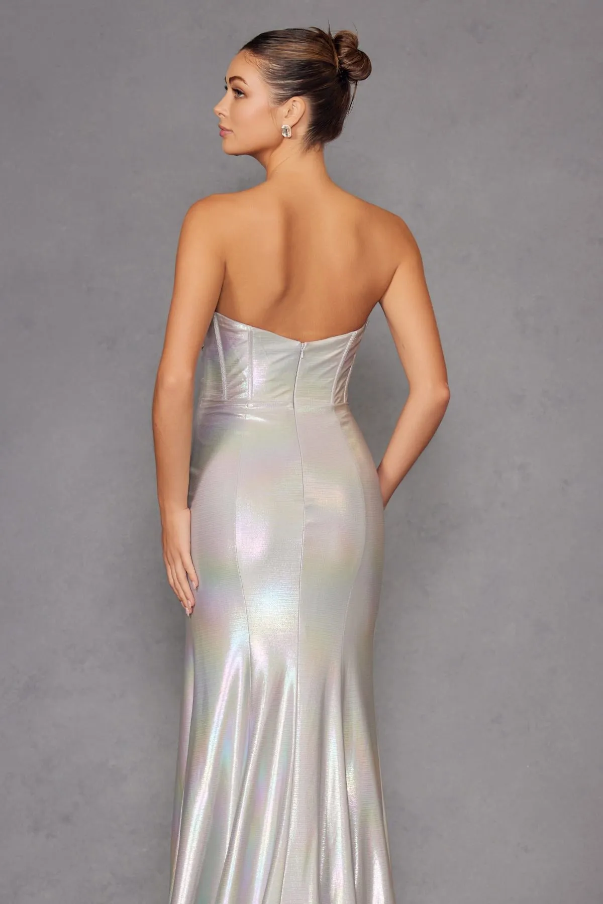 Juliet JT2579H Strapless Sweetheart Iridescent Prom Gown