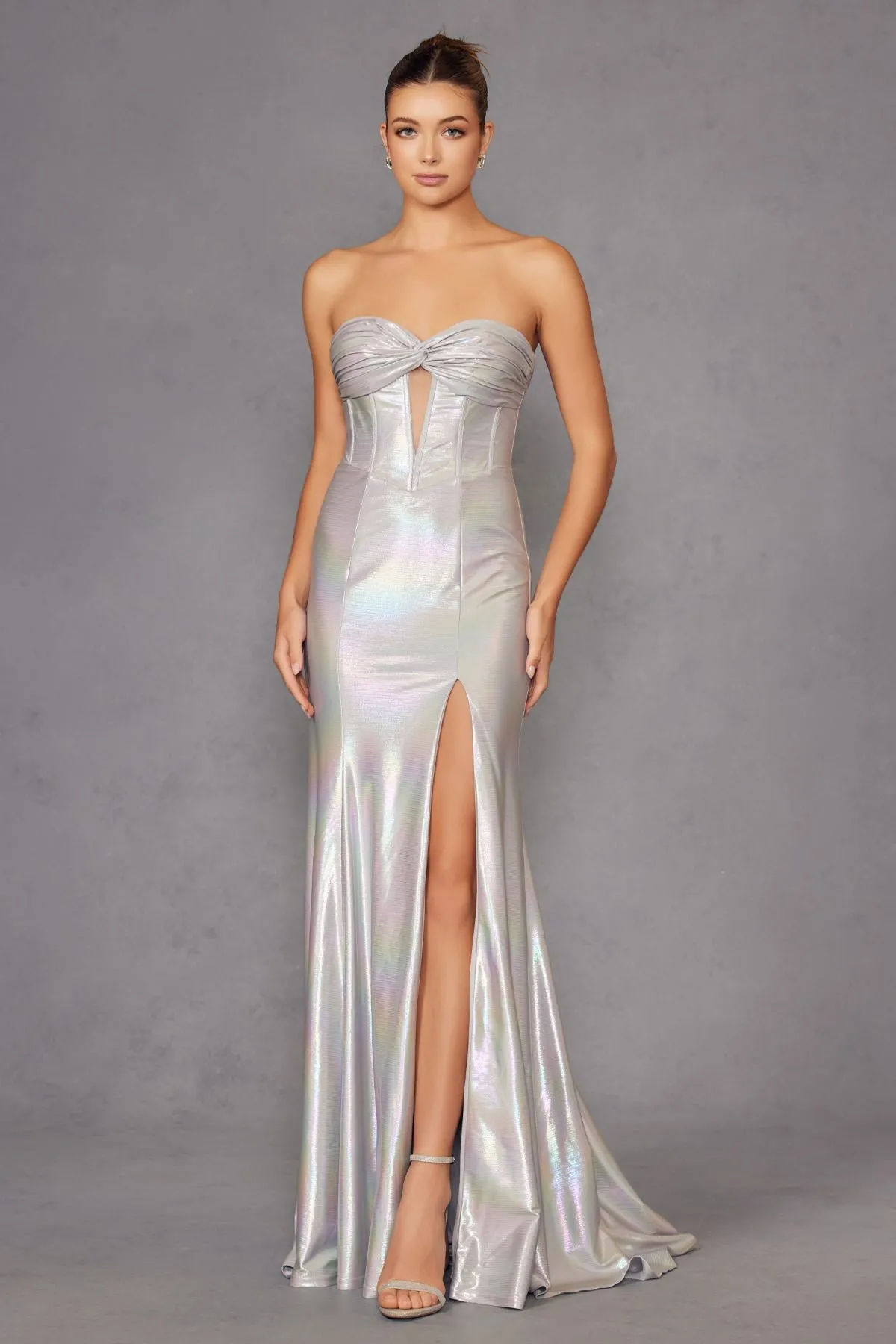 Juliet JT2579H Strapless Sweetheart Iridescent Prom Gown