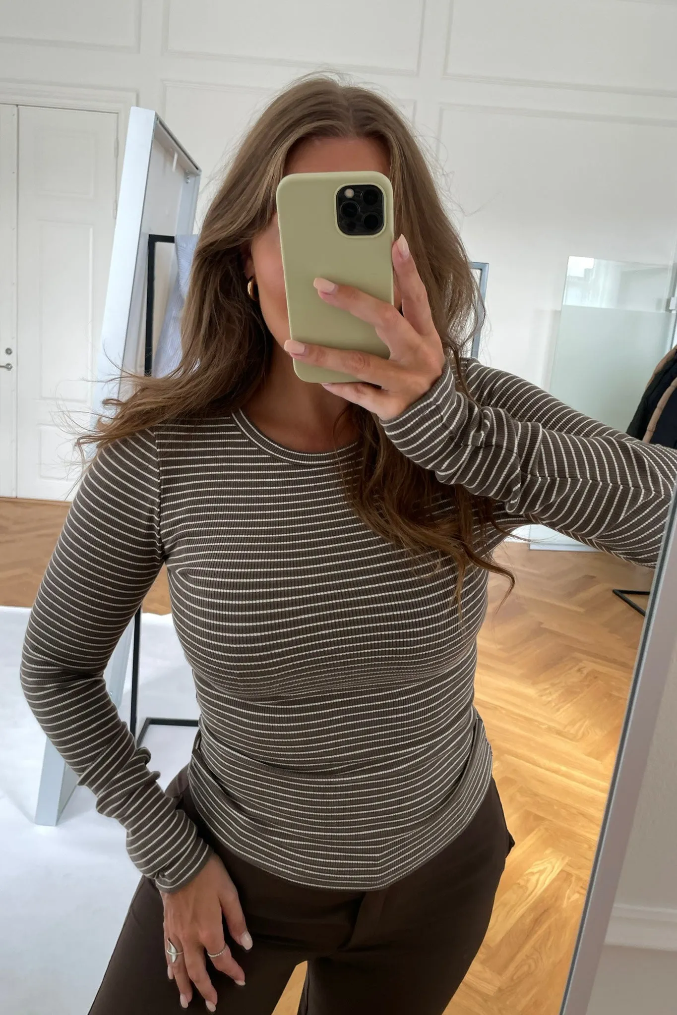 JXFreya Bluse - Brun Med Hvide Striber