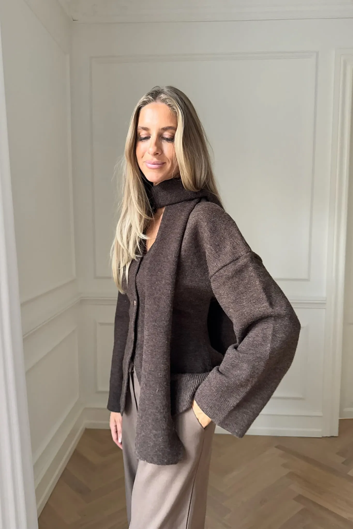 KarmaIC Cardigan - Mørkebrun