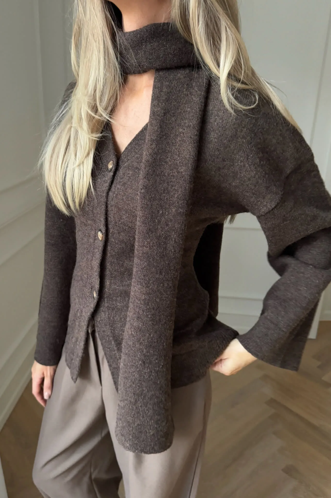 KarmaIC Cardigan - Mørkebrun