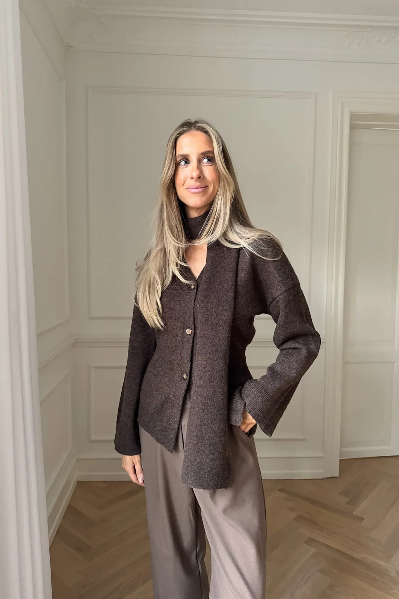 KarmaIC Cardigan - Mørkebrun