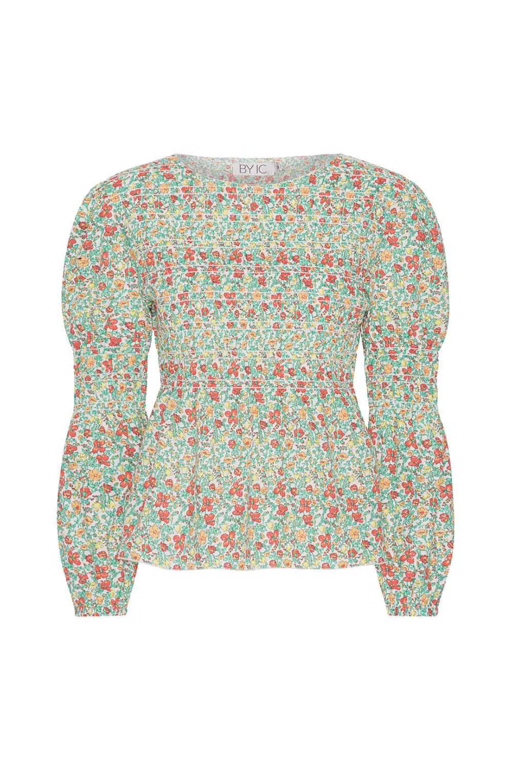 KaroIC Smock Bluse - Mørkegrøn Print
