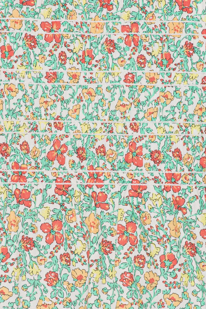 KaroIC Smock Bluse - Mørkegrøn Print