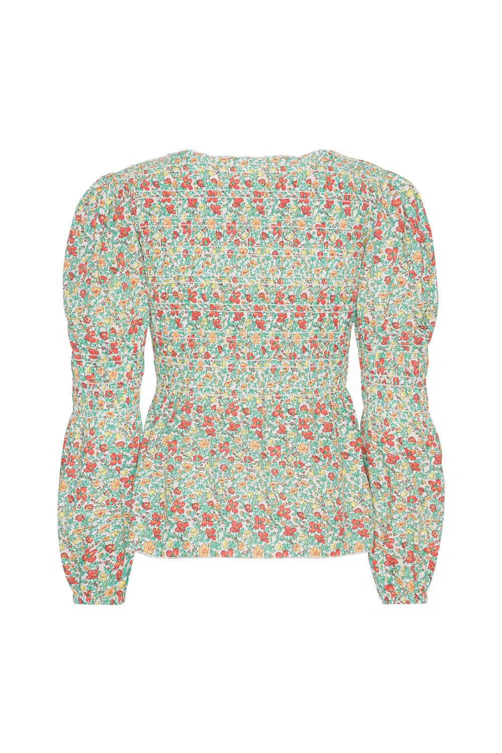 KaroIC Smock Bluse - Mørkegrøn Print