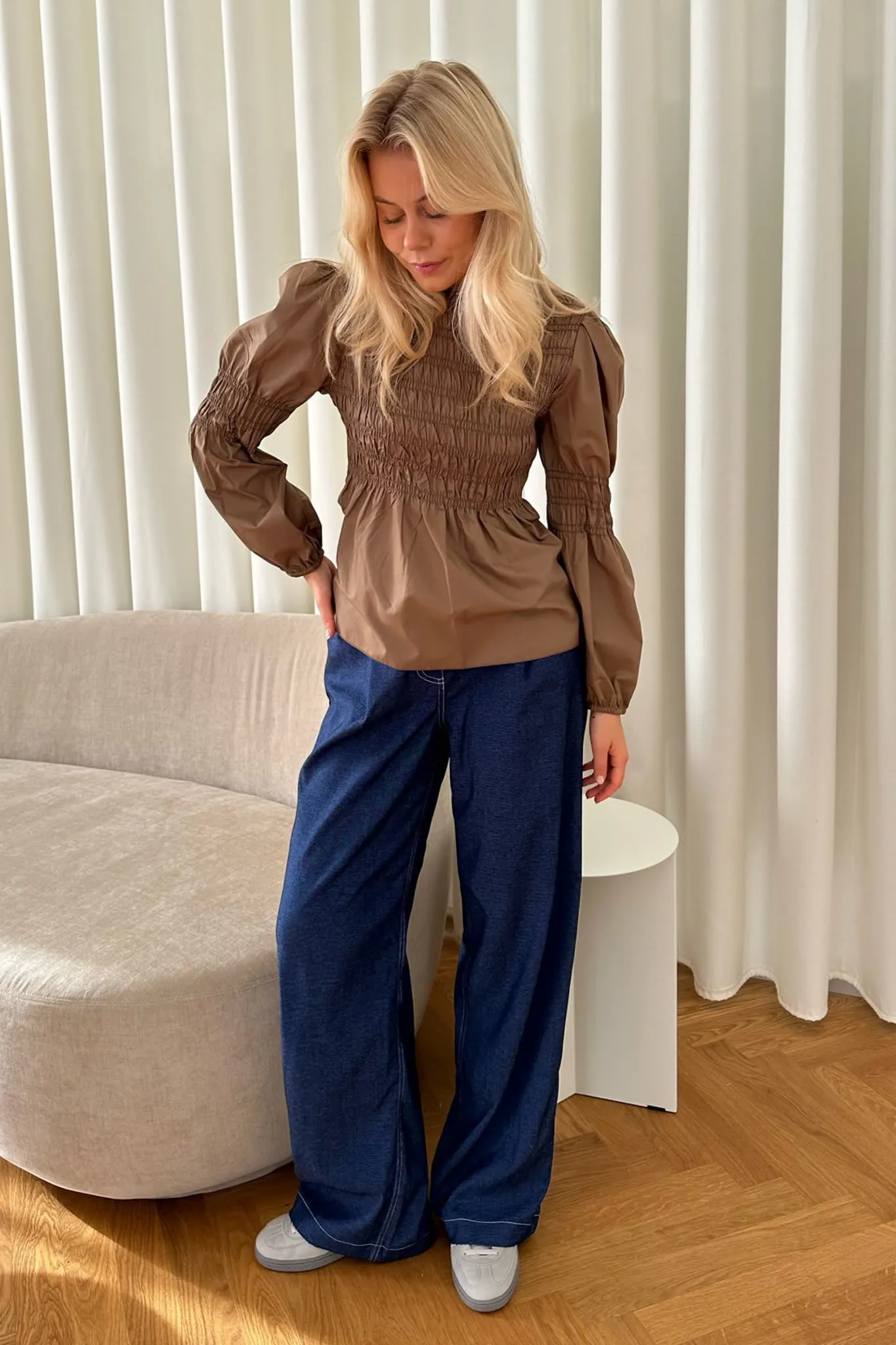 KaroIC Smock Bluse - Oliven