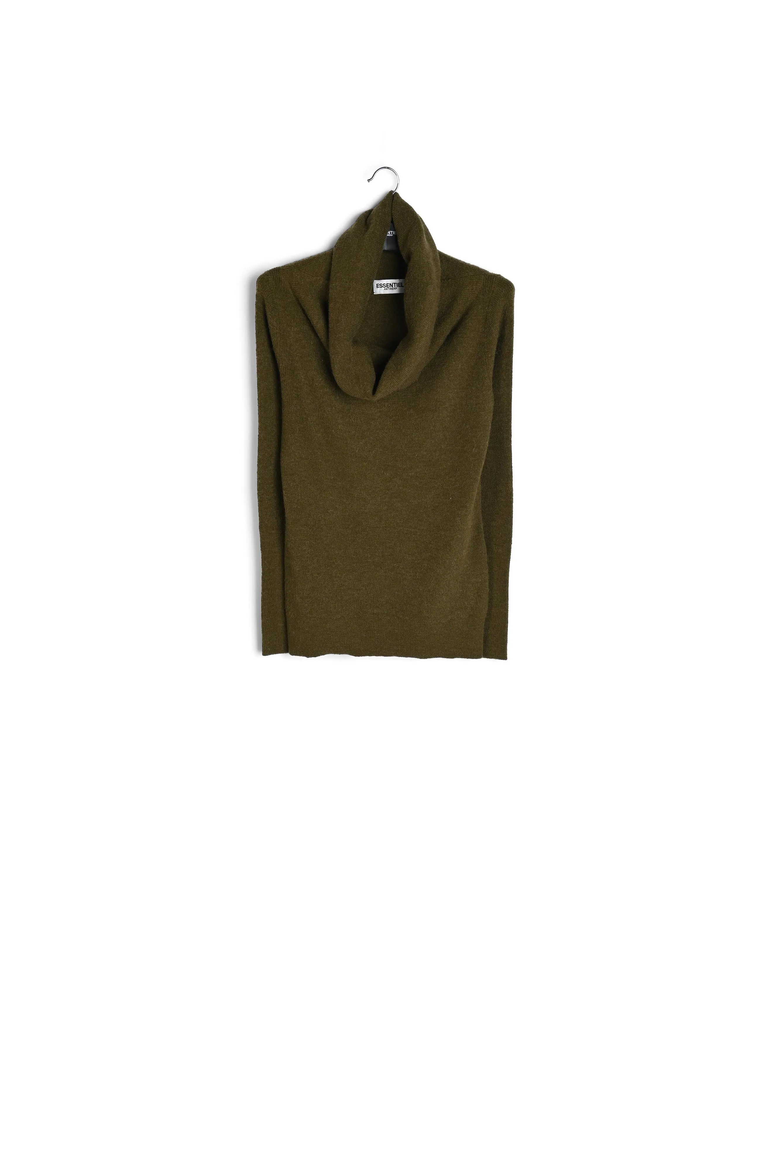 Khaki off-the-shoulder knit sweater