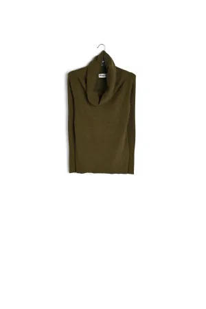 Khaki off-the-shoulder knit sweater
