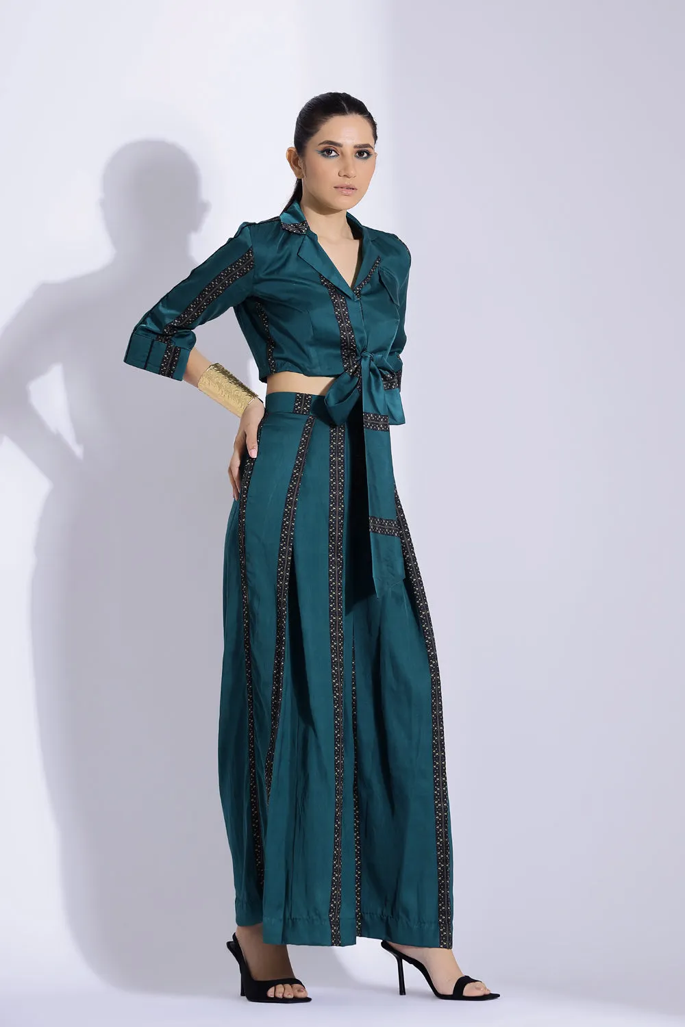 Knot Shirt And Pleated Pants