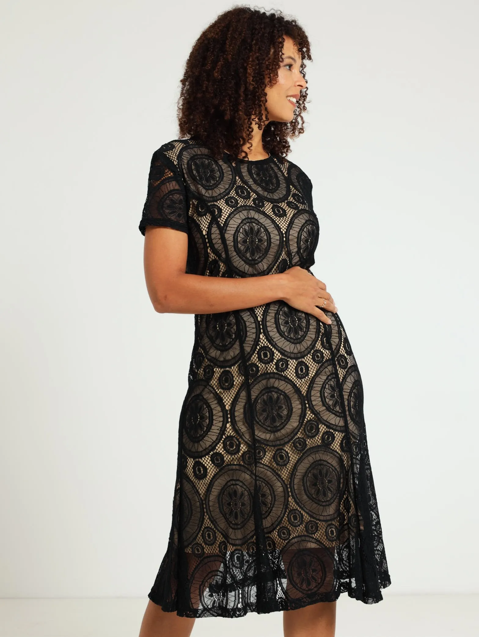 Lace Shift Dress - Black