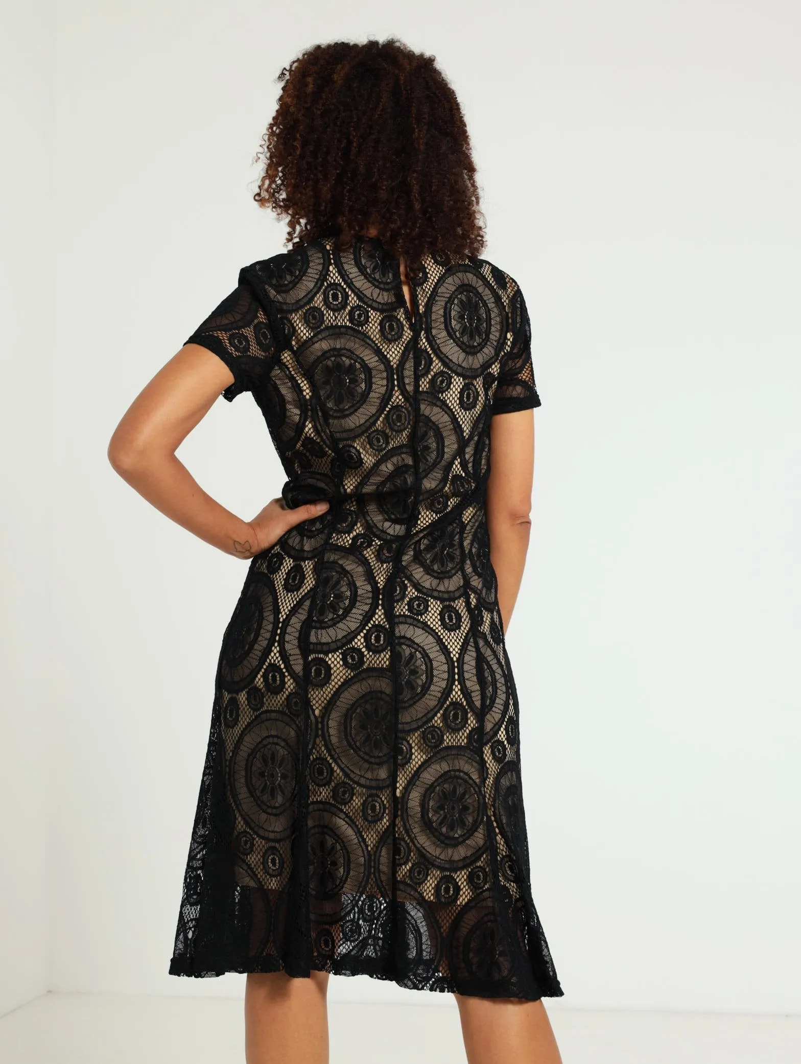 Lace Shift Dress - Black